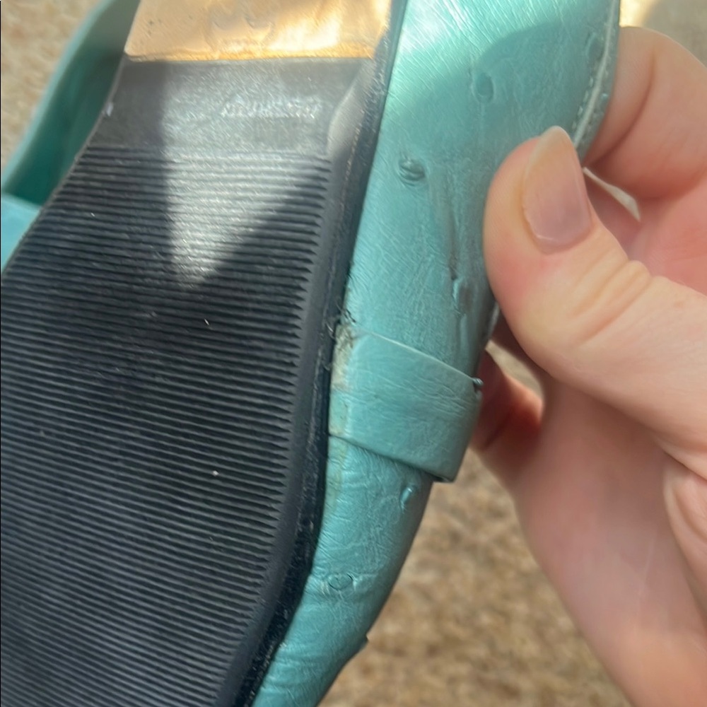 Turquoise Leather Bit Loafers - Women's Flats - Picture 7 of 7